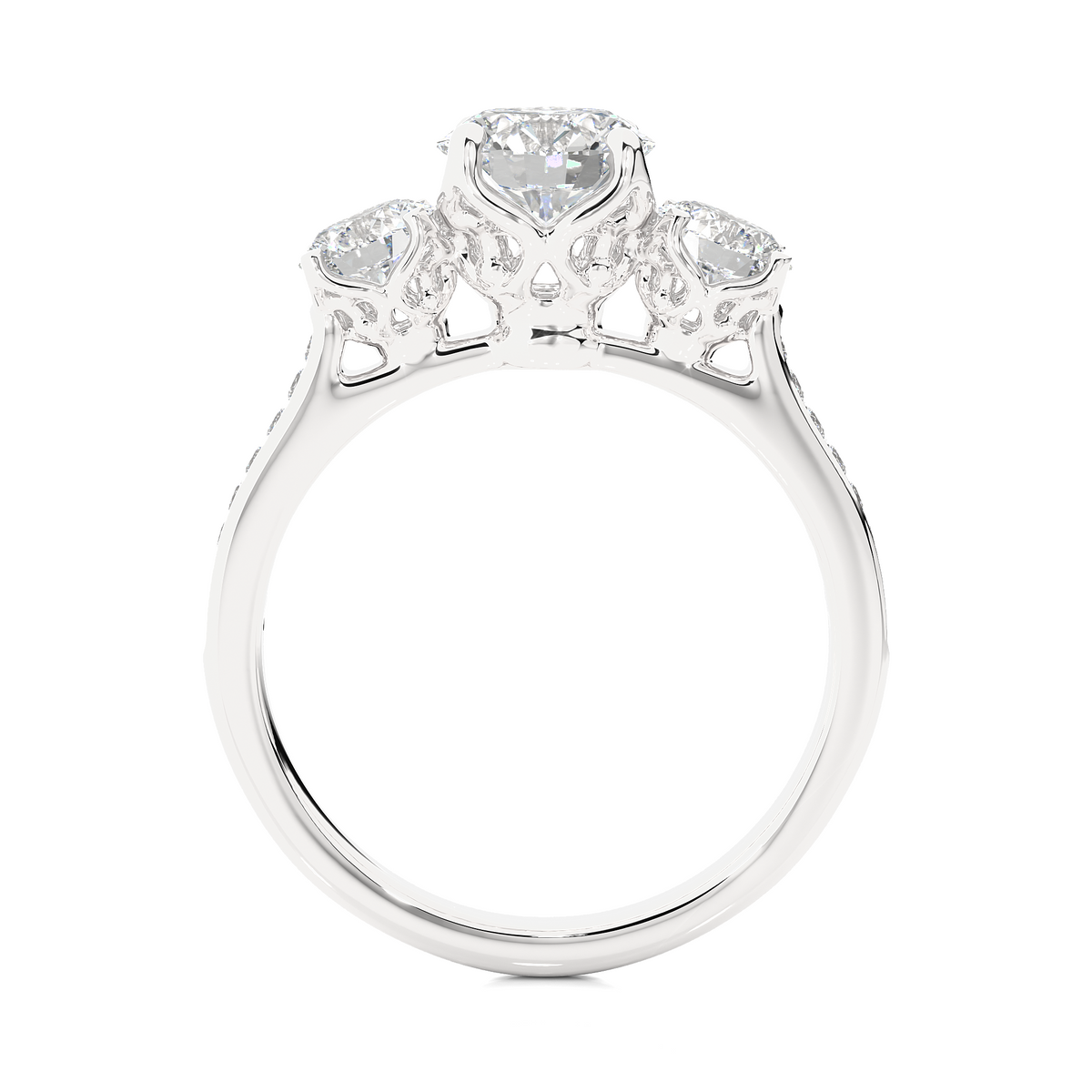 1.80 Ct Round Three Stone Wedding Lab Grown Diamond  Ring for engagement - HIGHCARAT DIAMONDS