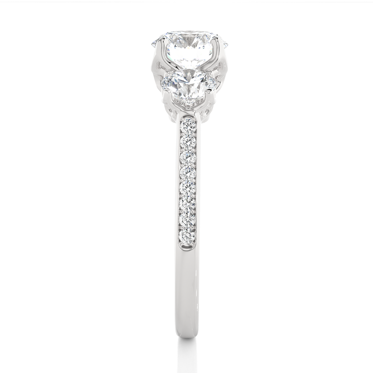 1.80 Ct Round Three Stone Wedding Lab Grown Diamond  Ring for engagement - HIGHCARAT DIAMONDS