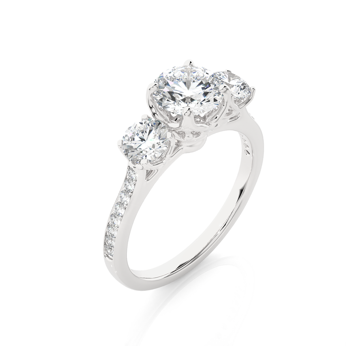 1.80 Ct Round Three Stone Wedding Lab Grown Diamond  Ring for engagement - HIGHCARAT DIAMONDS