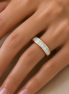 1.80CT Princess Cut White Colorless Lab Grown Diamond Minimalist Vintage Sparkling Promise Band - HIGHCARAT DIAMONDS
