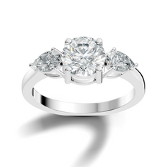 1.80Ct Pear and Round Cut High Quality Diamond Vintage Delicate Three Stone Dainty Party Wear Ring - HIGHCARAT DIAMONDS