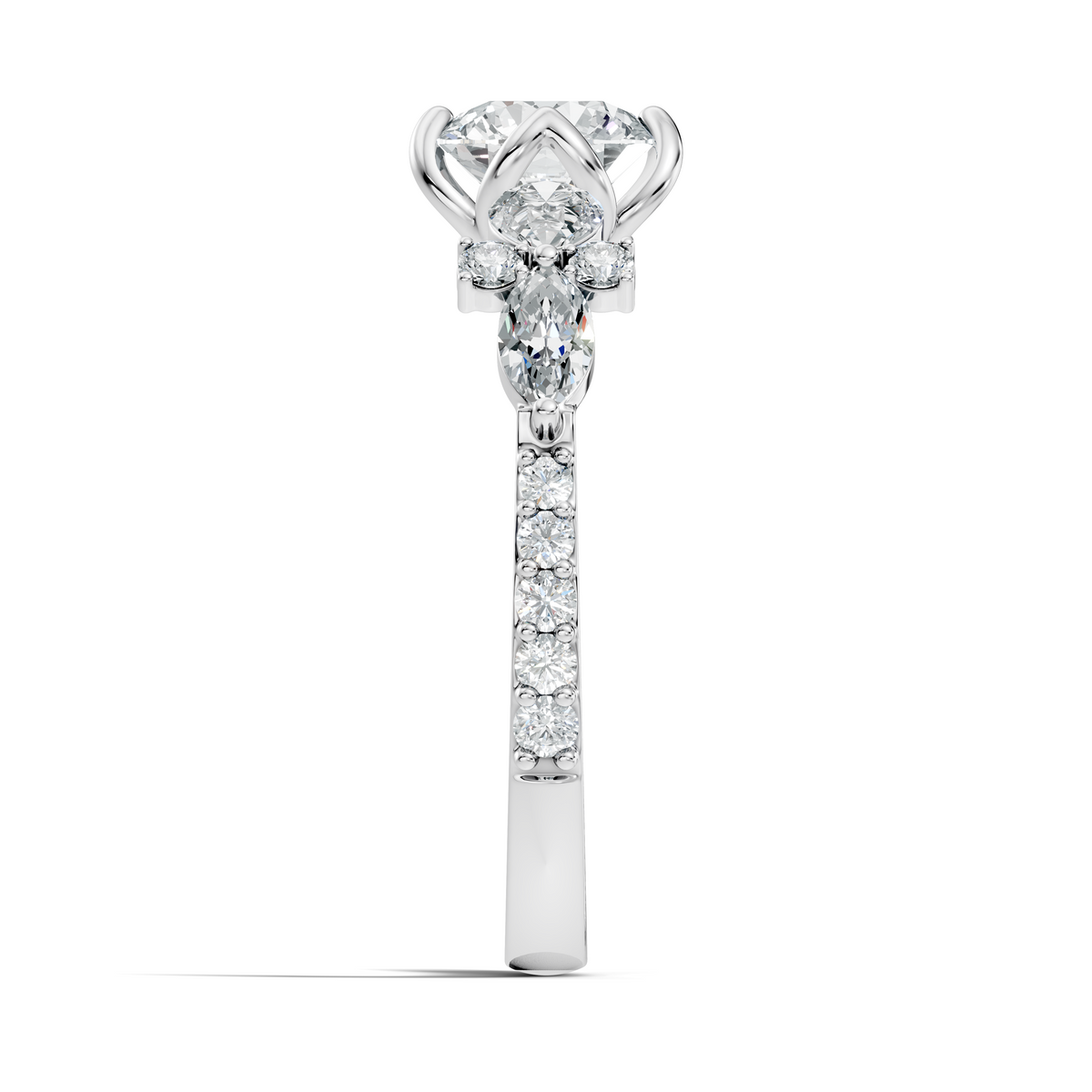 Round, Marquise and Pear Cut 1.80Ct Lab Grown Diamond Unique Delicate Prong Set Dainty Ring For Women's - HIGHCARAT DIAMONDS