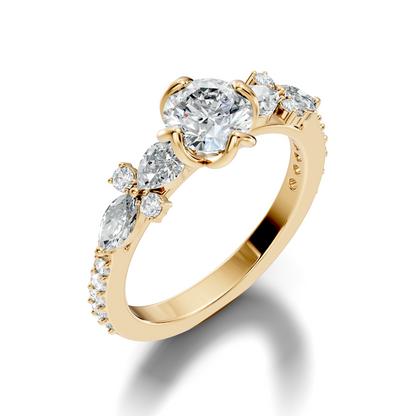 Round, Marquise and Pear Cut 1.80Ct Lab Grown Diamond Unique Delicate Prong Set Dainty Ring For Women's - HIGHCARAT DIAMONDS