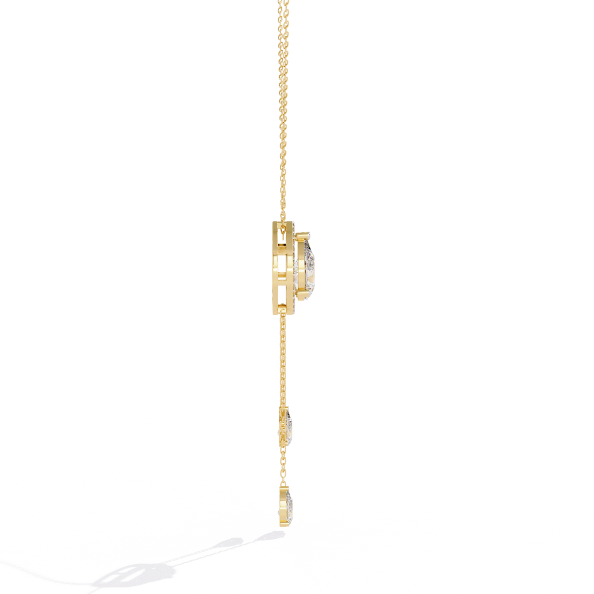 1.81 Ct Pear And Round Cut Lab Grown Diamond 10K solid White Gold  Halo Style Unique Stackable Necklace Gift For Her - HIGHCARAT DIAMONDS