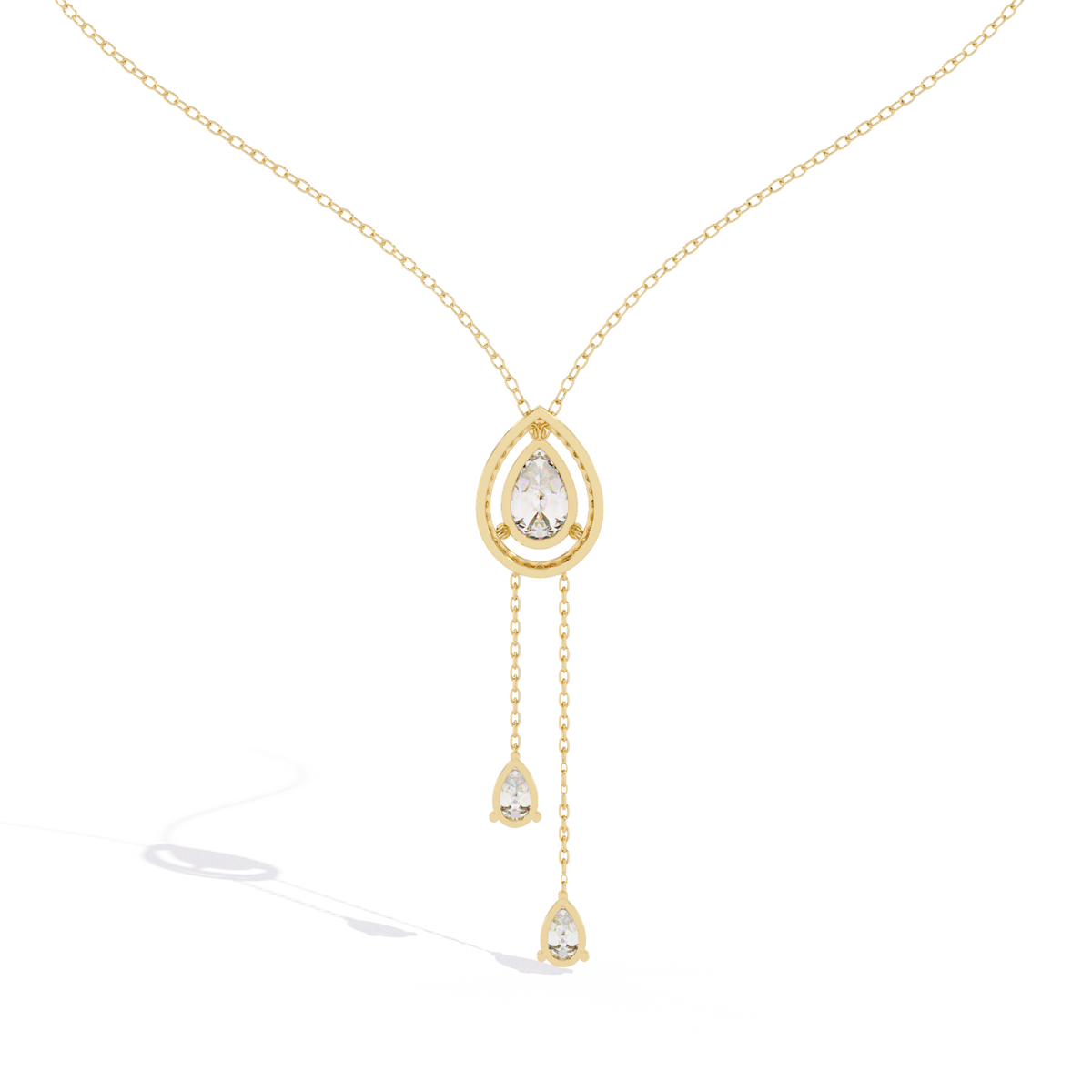1.81 Ct Pear And Round Cut Lab Grown Diamond 10K solid White Gold  Halo Style Unique Stackable Necklace Gift For Her - HIGHCARAT DIAMONDS