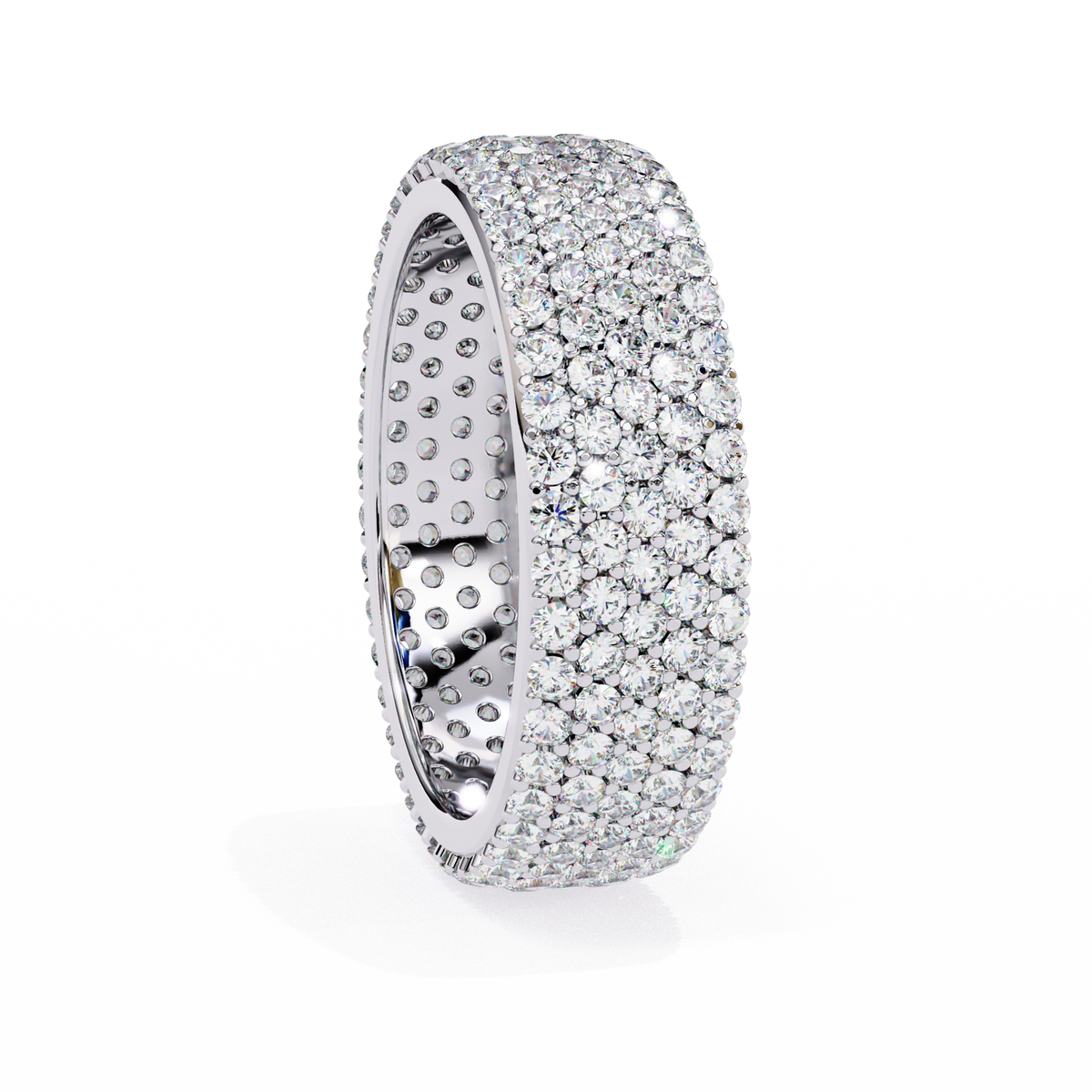 1.81Ct Round Cut Natural Diamond 5 Row Elegant Modern Classic Delicate Dainty Wedding Band For Her - HIGHCARAT DIAMONDS