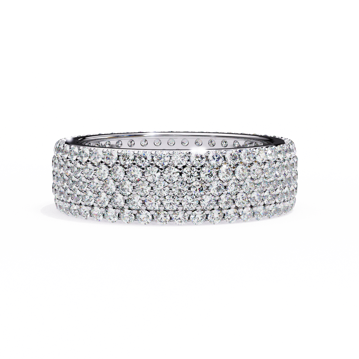 1.81Ct Round Cut Natural Diamond 5 Row Elegant Modern Classic Delicate Dainty Wedding Band For Her - HIGHCARAT DIAMONDS