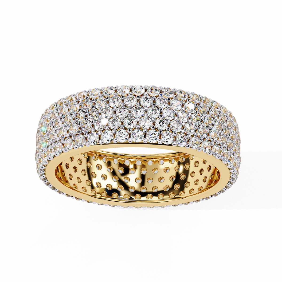 1.81Ct Round Cut Natural Diamond 5 Row Elegant Modern Classic Delicate Dainty Wedding Band For Her - HIGHCARAT DIAMONDS