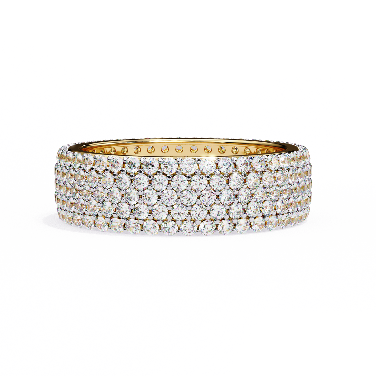 1.81Ct Round Cut Natural Diamond 5 Row Elegant Modern Classic Delicate Dainty Wedding Band For Her - HIGHCARAT DIAMONDS