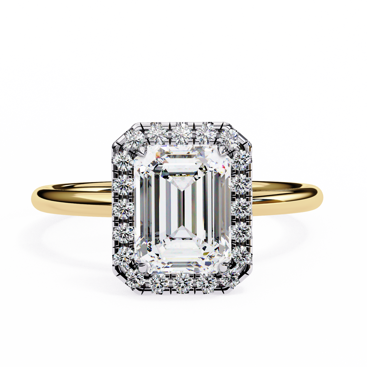 1.83 Ct Emerald And Round Cut Lab Grown Diamond And 10k Solid Gold Classic Vintage Women Gifted for her Ring - HIGHCARAT DIAMONDS