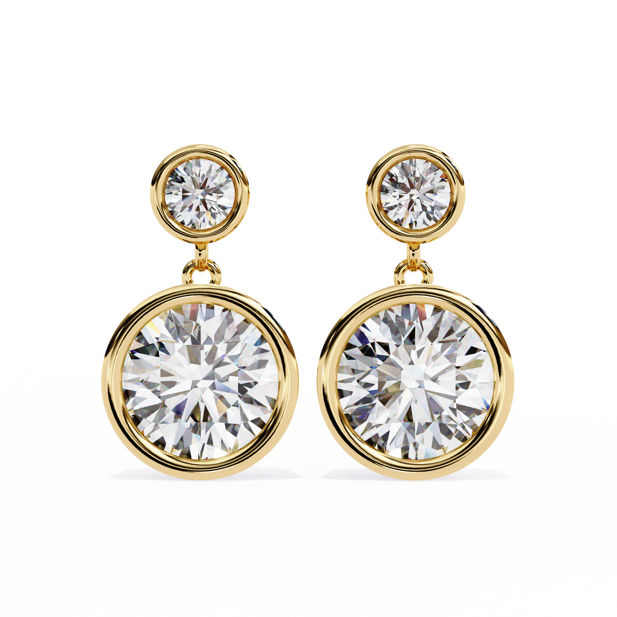 1.83Ct Round Cut Top Grade Diamond Bezel Set Unique Dainty Minimalist Solitaire Drop Party Wear Earring Gift For Her - HIGHCARAT DIAMONDS
