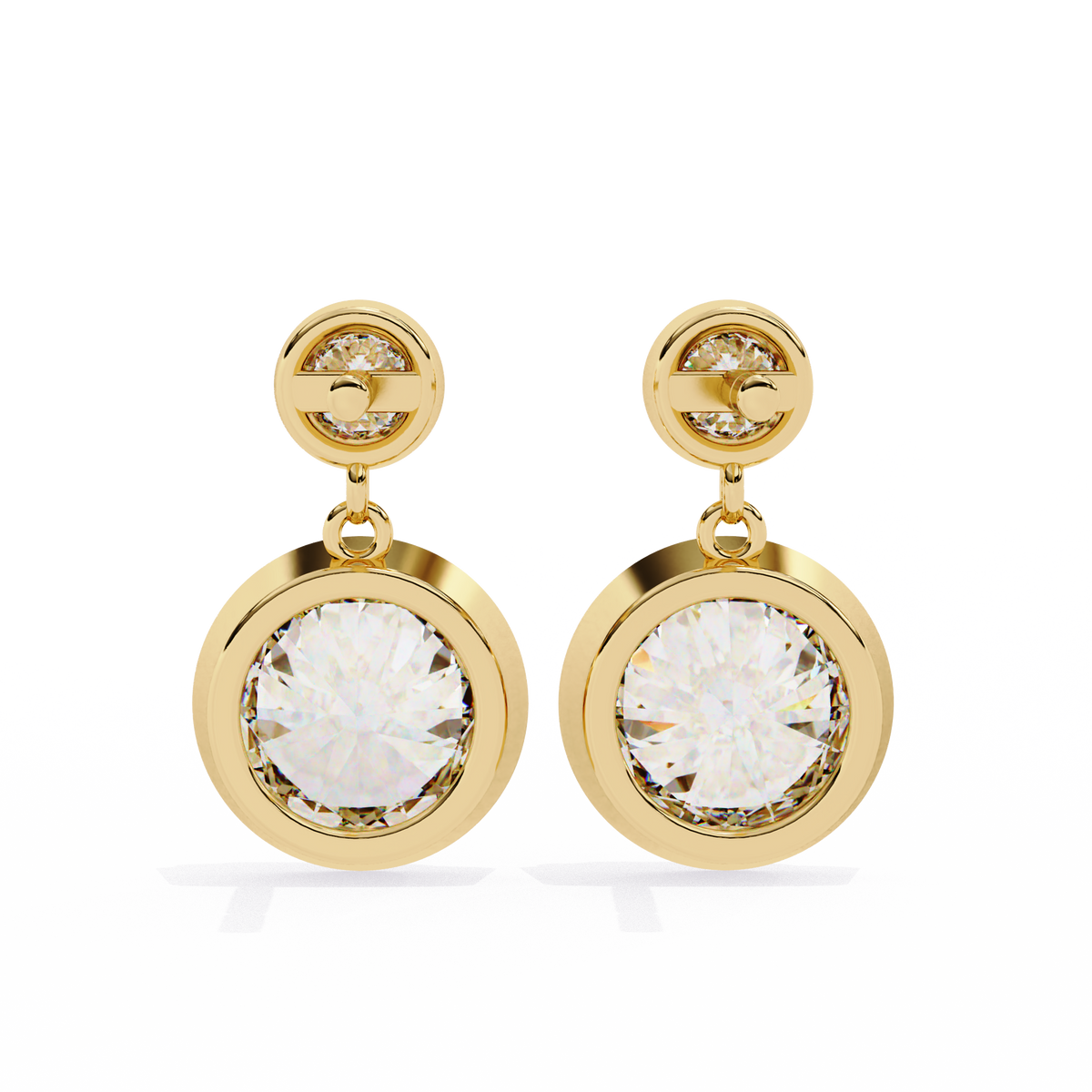 1.83Ct Round Cut Top Grade Diamond Bezel Set Unique Dainty Minimalist Solitaire Drop Party Wear Earring Gift For Her - HIGHCARAT DIAMONDS