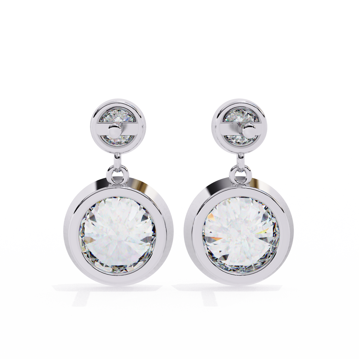 1.83Ct Round Cut Top Grade Diamond Bezel Set Unique Dainty Minimalist Solitaire Drop Party Wear Earring Gift For Her - HIGHCARAT DIAMONDS