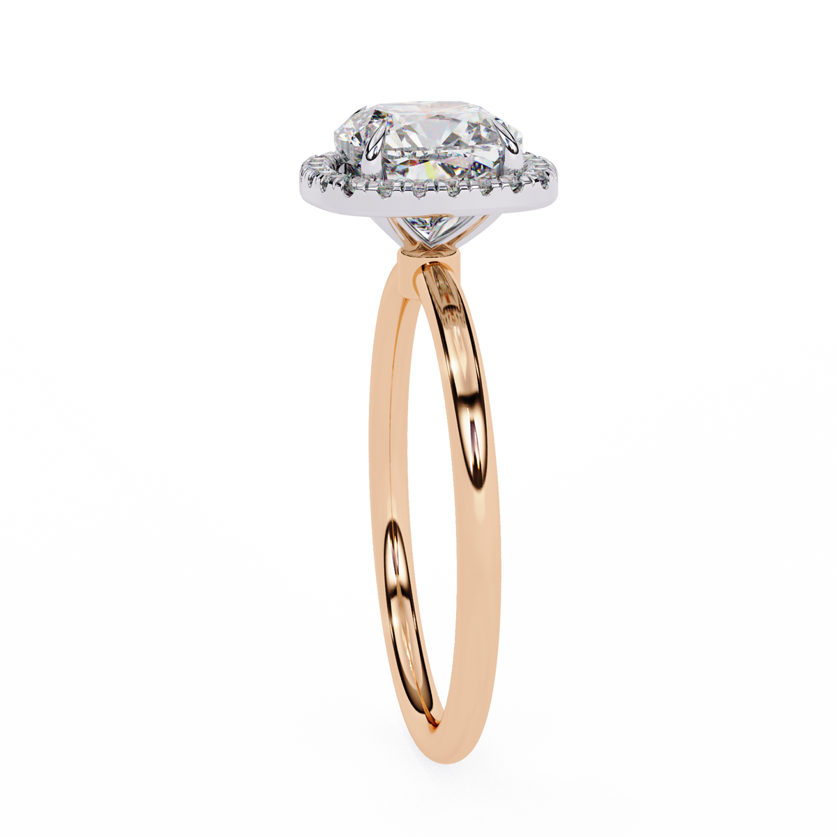 1.91 CT Cushion and Round Cut Lab grown Diamond Halo Vintage Promise Ring - HIGHCARAT DIAMONDS