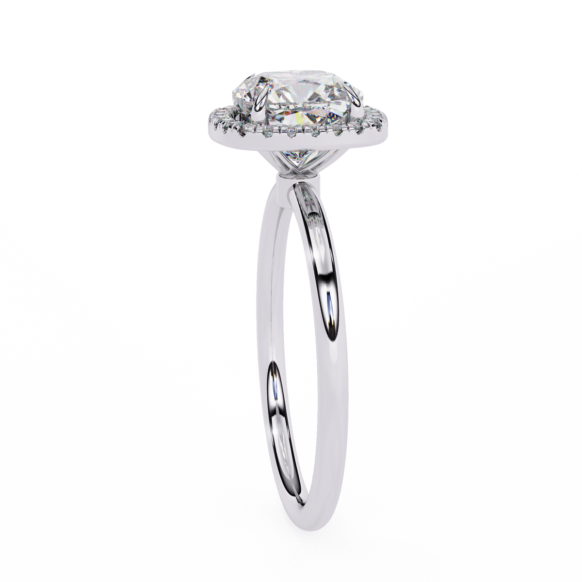 1.91 CT Cushion and Round Cut Lab grown Diamond Halo Vintage Promise Ring - HIGHCARAT DIAMONDS