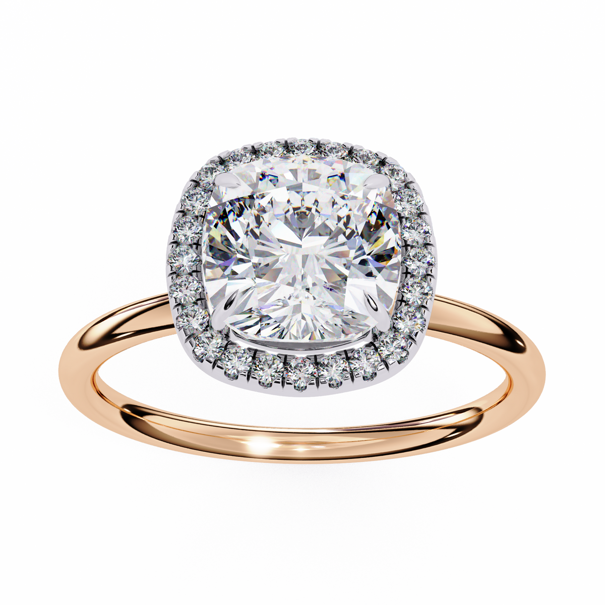 1.91 CT Cushion and Round Cut Lab grown Diamond Halo Vintage Promise Ring - HIGHCARAT DIAMONDS