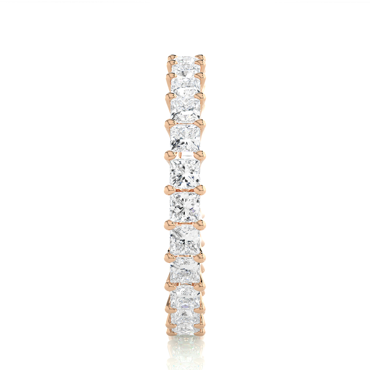 1.93 Ct Princess Cut Lab Grown Diamond 14k Solid Rose Gold Anniversary Full Eternity Band Ring For Her - HIGHCARAT DIAMONDS
