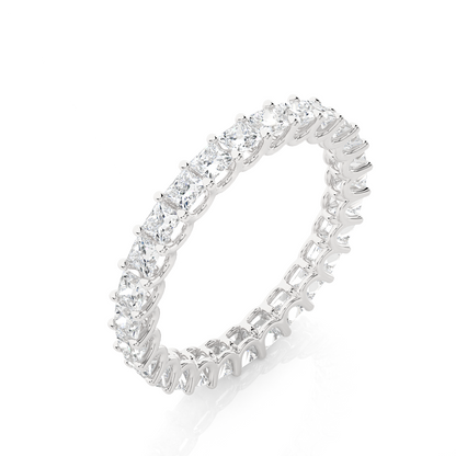 1.93 Ct Princess Cut Lab Grown Diamond 14k Solid Rose Gold Anniversary Full Eternity Band Ring For Her - HIGHCARAT DIAMONDS
