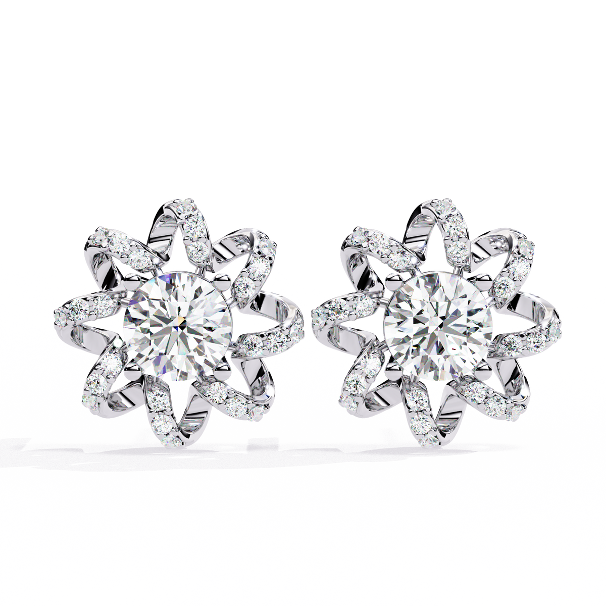 Dainty Flower Shape 1.93Ct Round Cut Lab Grown Diamond Antique Elegant Handmade Stud Earring For Women's - HIGHCARAT DIAMONDS