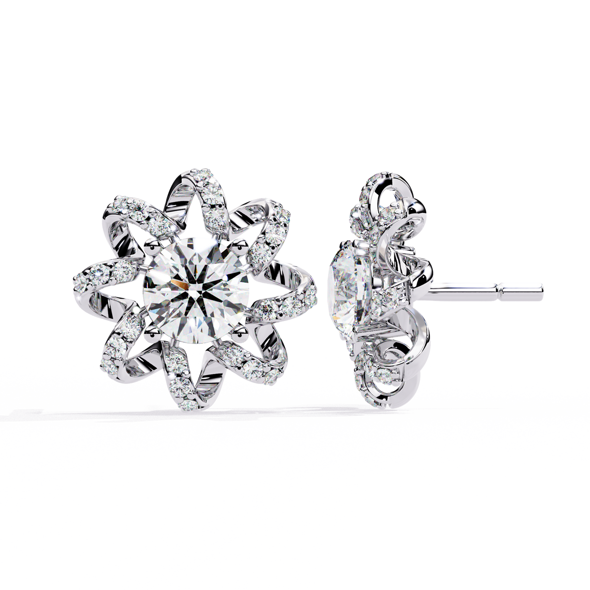 Dainty Flower Shape 1.93Ct Round Cut Lab Grown Diamond Antique Elegant Handmade Stud Earring For Women's - HIGHCARAT DIAMONDS