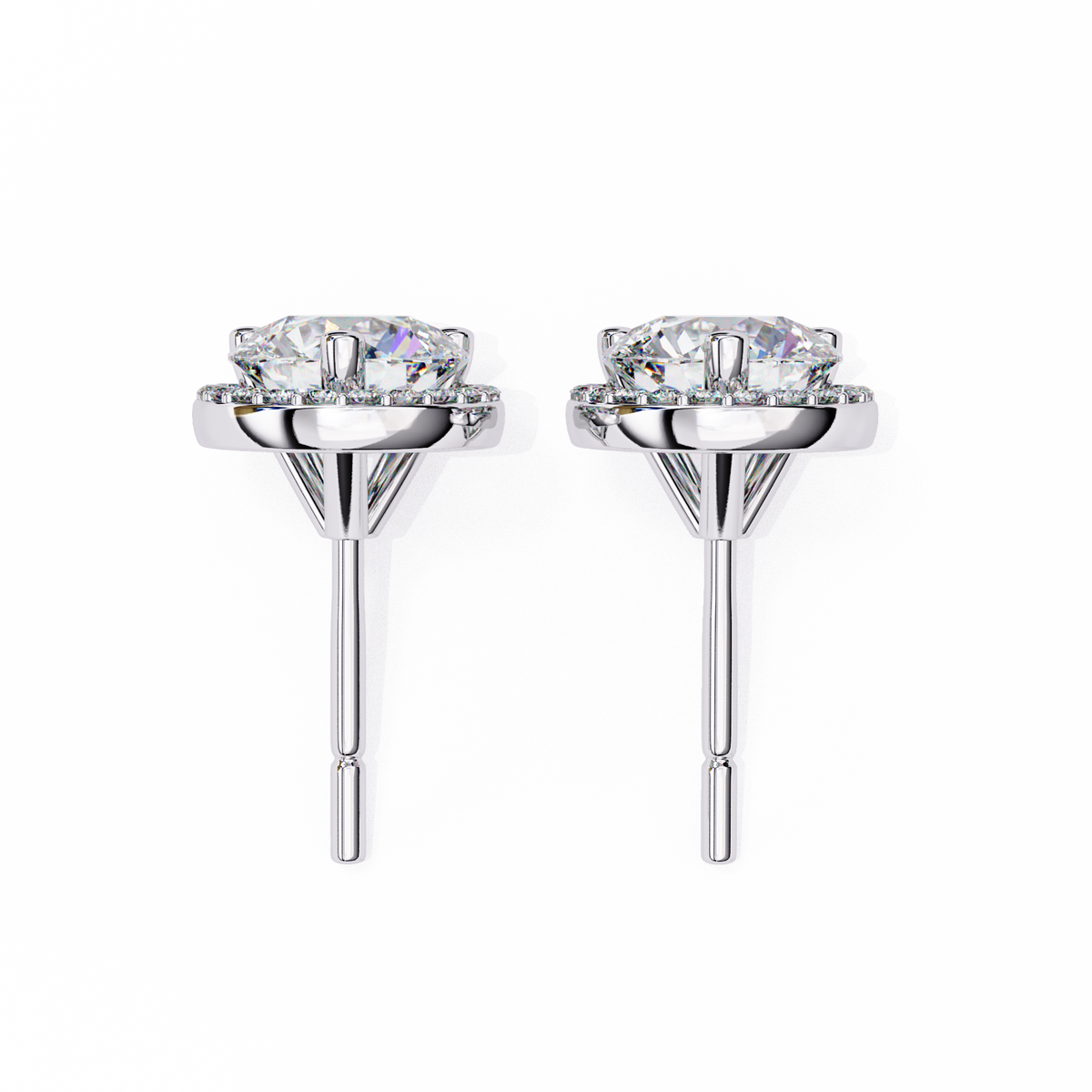 1.95Ct Round Cut Diamond Halo Style Cluster Art Deco Prong Set Dainty Handcrafted Party Wear Stud Earring Gift For Her - HIGHCARAT DIAMONDS