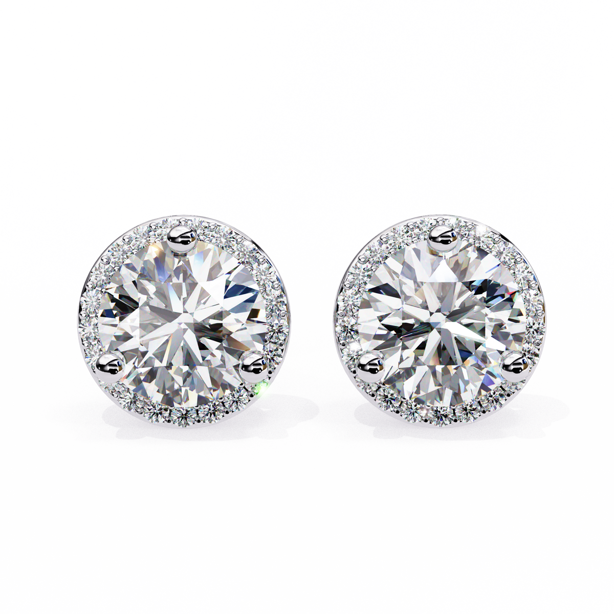 1.95Ct Round Cut Diamond Halo Style Cluster Art Deco Prong Set Dainty Handcrafted Party Wear Stud Earring Gift For Her - HIGHCARAT DIAMONDS