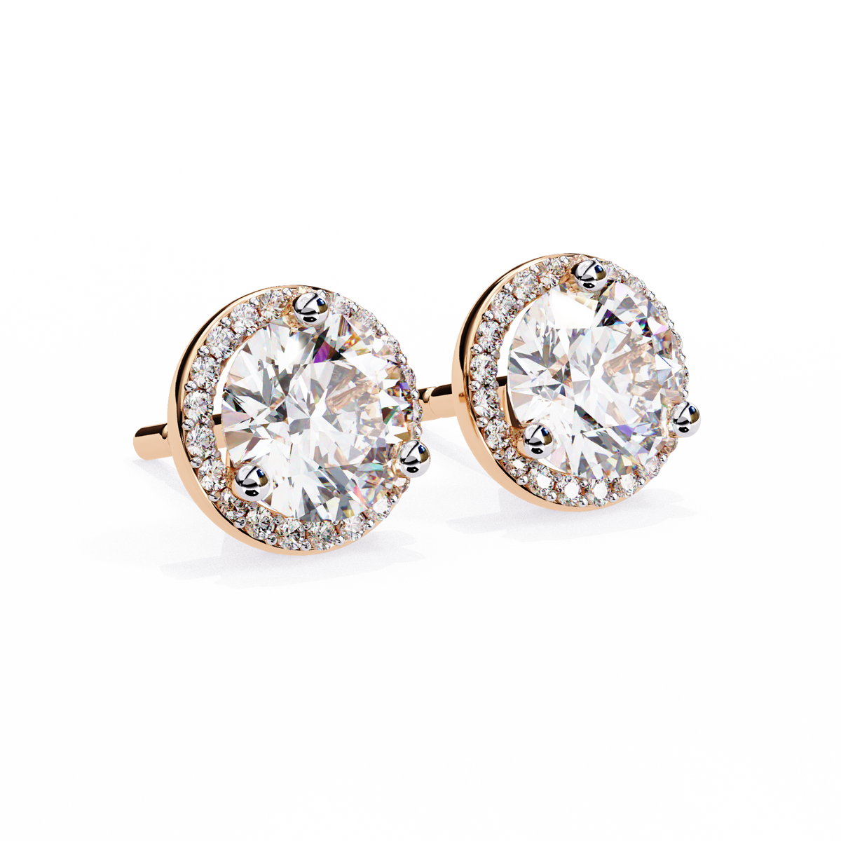 1.95Ct Round Cut Diamond Halo Style Cluster Art Deco Prong Set Dainty Handcrafted Party Wear Stud Earring Gift For Her - HIGHCARAT DIAMONDS