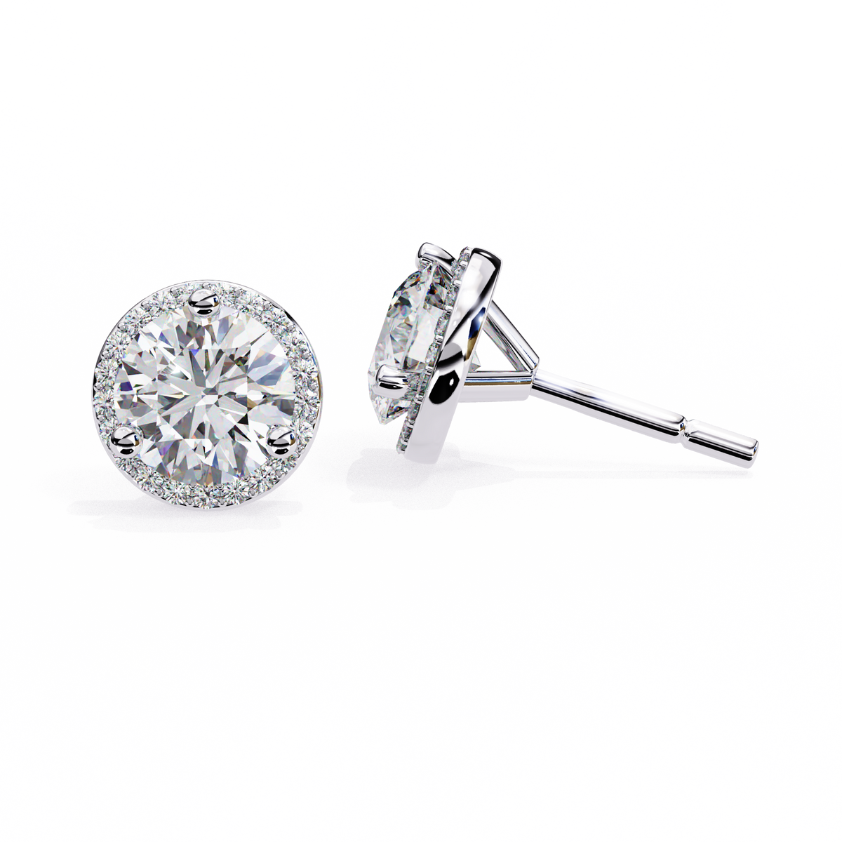 1.95Ct Round Cut Diamond Halo Style Cluster Art Deco Prong Set Dainty Handcrafted Party Wear Stud Earring Gift For Her - HIGHCARAT DIAMONDS