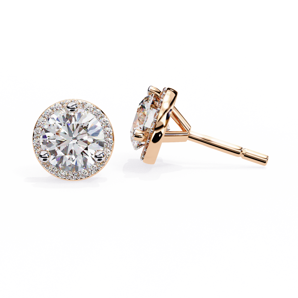 1.95Ct Round Cut Diamond Halo Style Cluster Art Deco Prong Set Dainty Handcrafted Party Wear Stud Earring Gift For Her - HIGHCARAT DIAMONDS