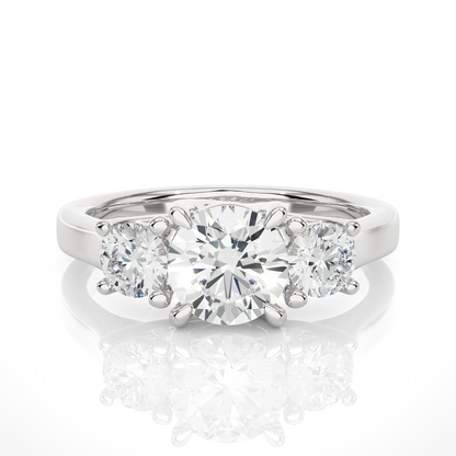 1.95 Ct Three Stone Round Cut Lab grown Engagement Ring  14K Gold Wedding Ring - HIGHCARAT DIAMONDS