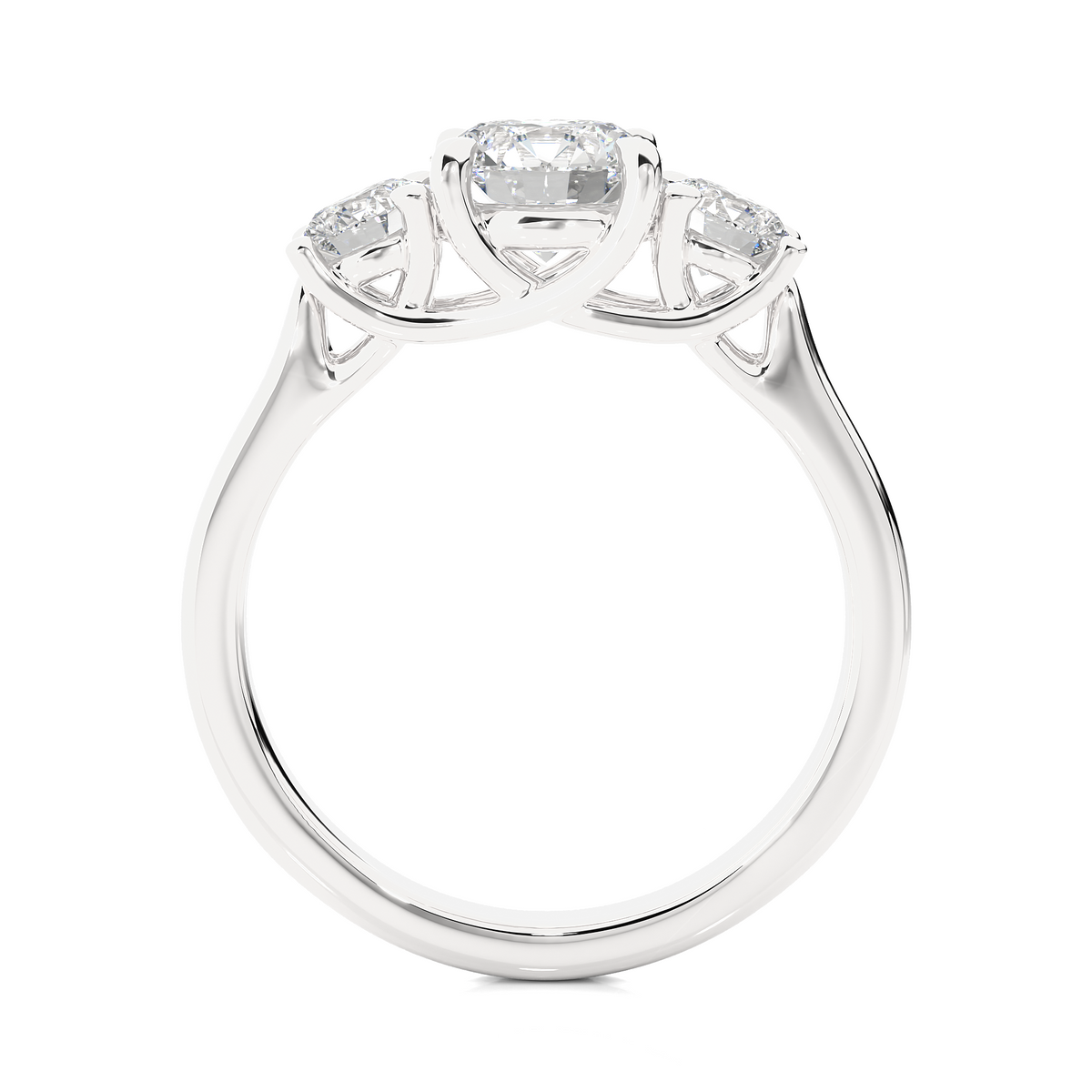 1.95 Ct Three Stone Round Cut Lab grown Engagement Ring  14K Gold Wedding Ring - HIGHCARAT DIAMONDS