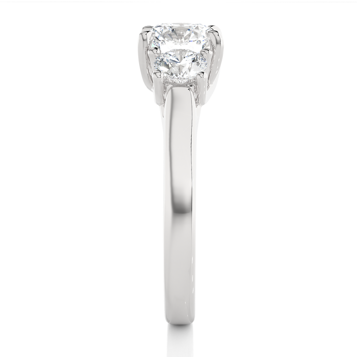 1.95 Ct Three Stone Round Cut Lab grown Engagement Ring  14K Gold Wedding Ring - HIGHCARAT DIAMONDS