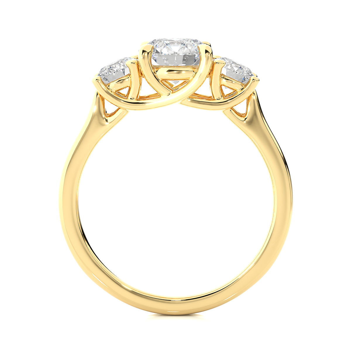 1.95 Ct Three Stone Round Cut Lab grown Engagement Ring  14K Gold Wedding Ring - HIGHCARAT DIAMONDS