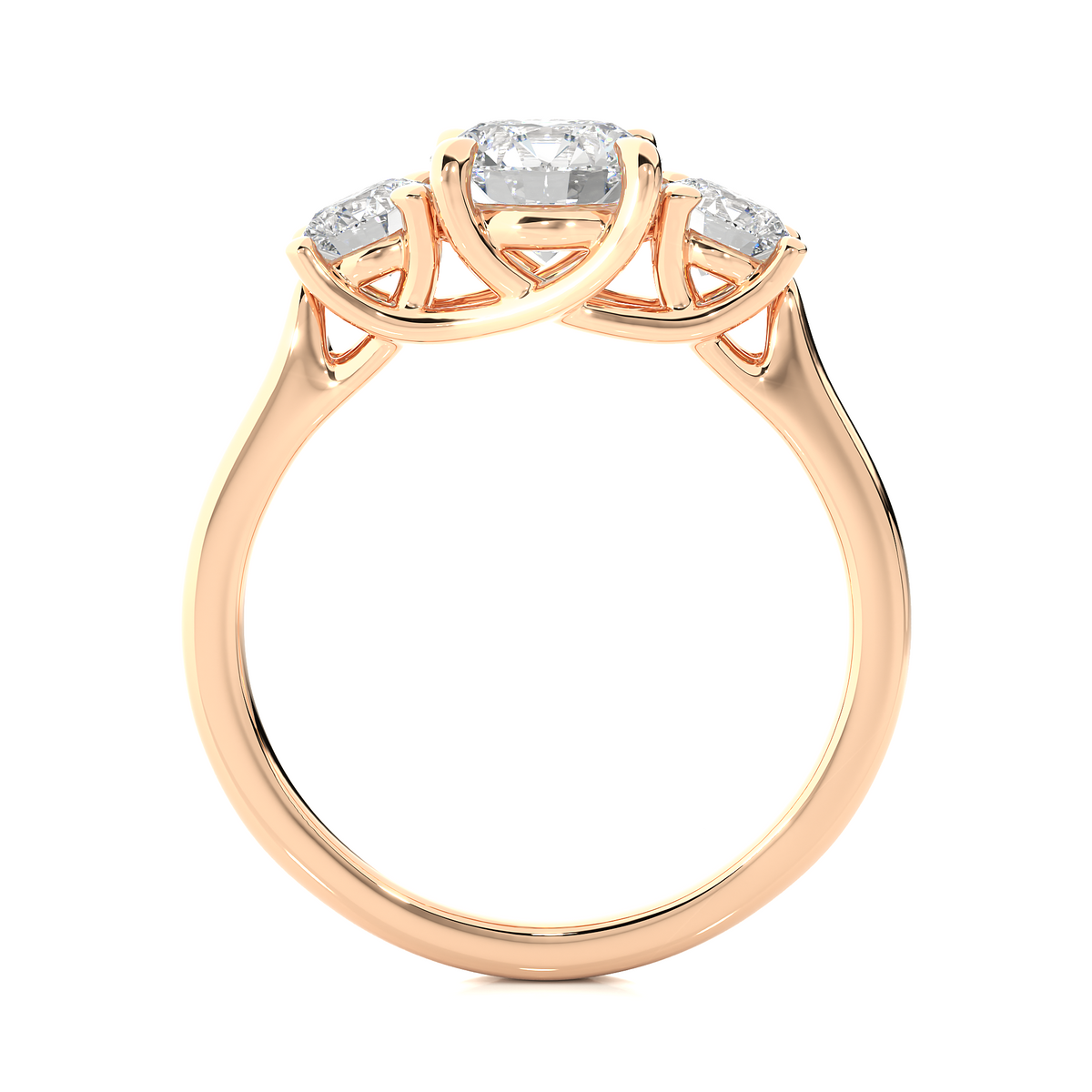 1.95 Ct Three Stone Round Cut Lab grown Engagement Ring  14K Gold Wedding Ring - HIGHCARAT DIAMONDS