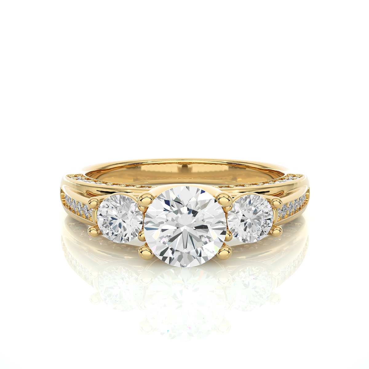 10K Solid Gold Ring, 1.98 Carat Round Cut Lab Grown Diamond Sparkling Diamond Ring  for Proposal Gift - HIGHCARAT DIAMONDS