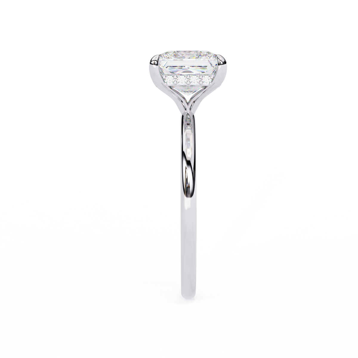 10k Solid Gold Princess And Round Cut Lab Grown Diamond hidden halo Daily Wear Women's Ring - HIGHCARAT DIAMONDS