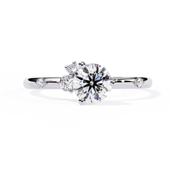 10K Solid White Gold Round Cut Diamond Solitaire Cluster Antique Daily Wear Ring For Her - HIGHCARAT DIAMONDS