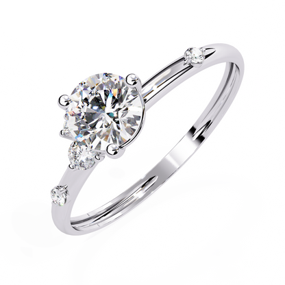 10K Solid White Gold Round Cut Diamond Solitaire Cluster Antique Daily Wear Ring For Her - HIGHCARAT DIAMONDS