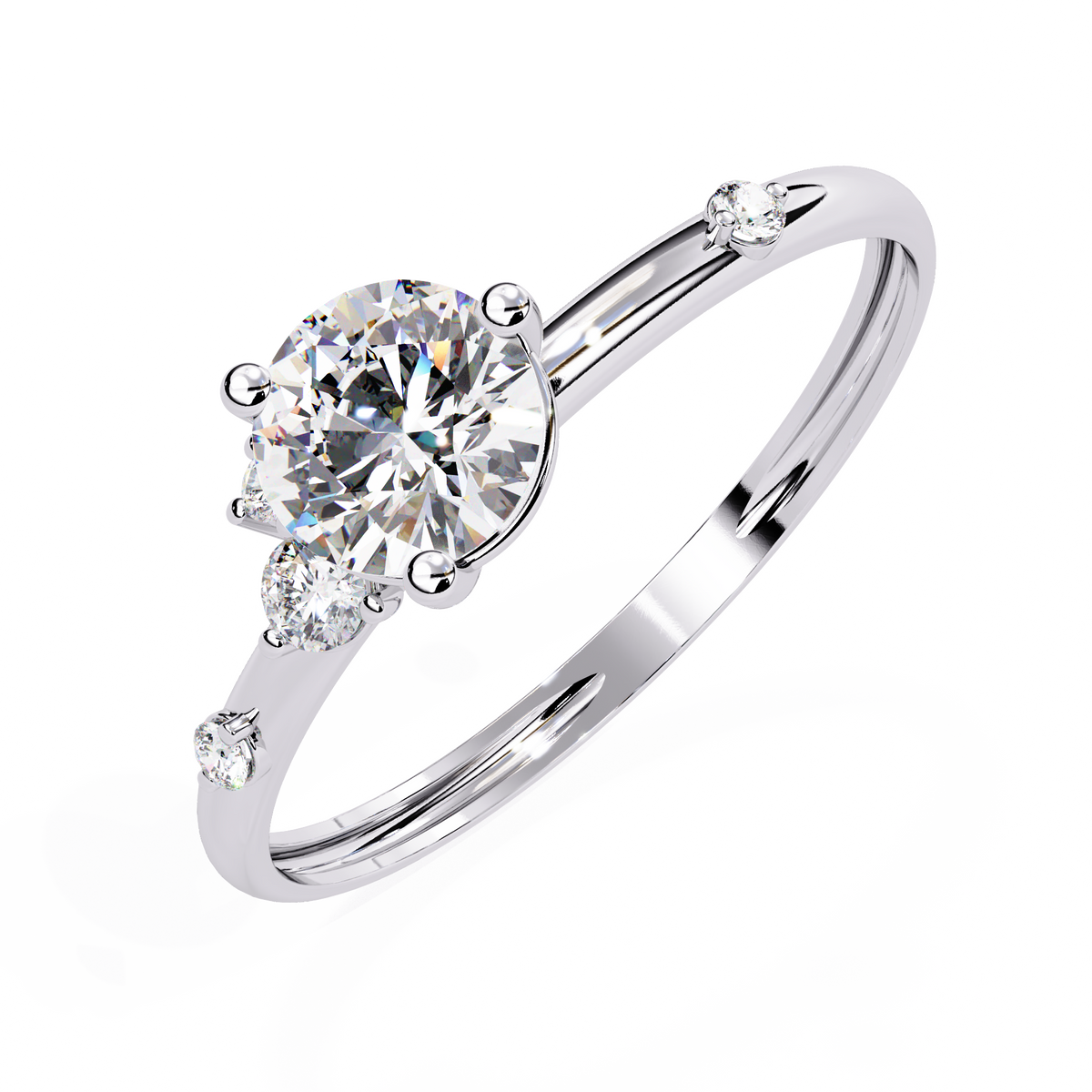 10K Solid White Gold Round Cut Diamond Solitaire Cluster Antique Daily Wear Ring For Her - HIGHCARAT DIAMONDS