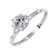 10K Solid White Gold Round Cut Diamond Solitaire Cluster Antique Daily Wear Ring For Her - HIGHCARAT DIAMONDS