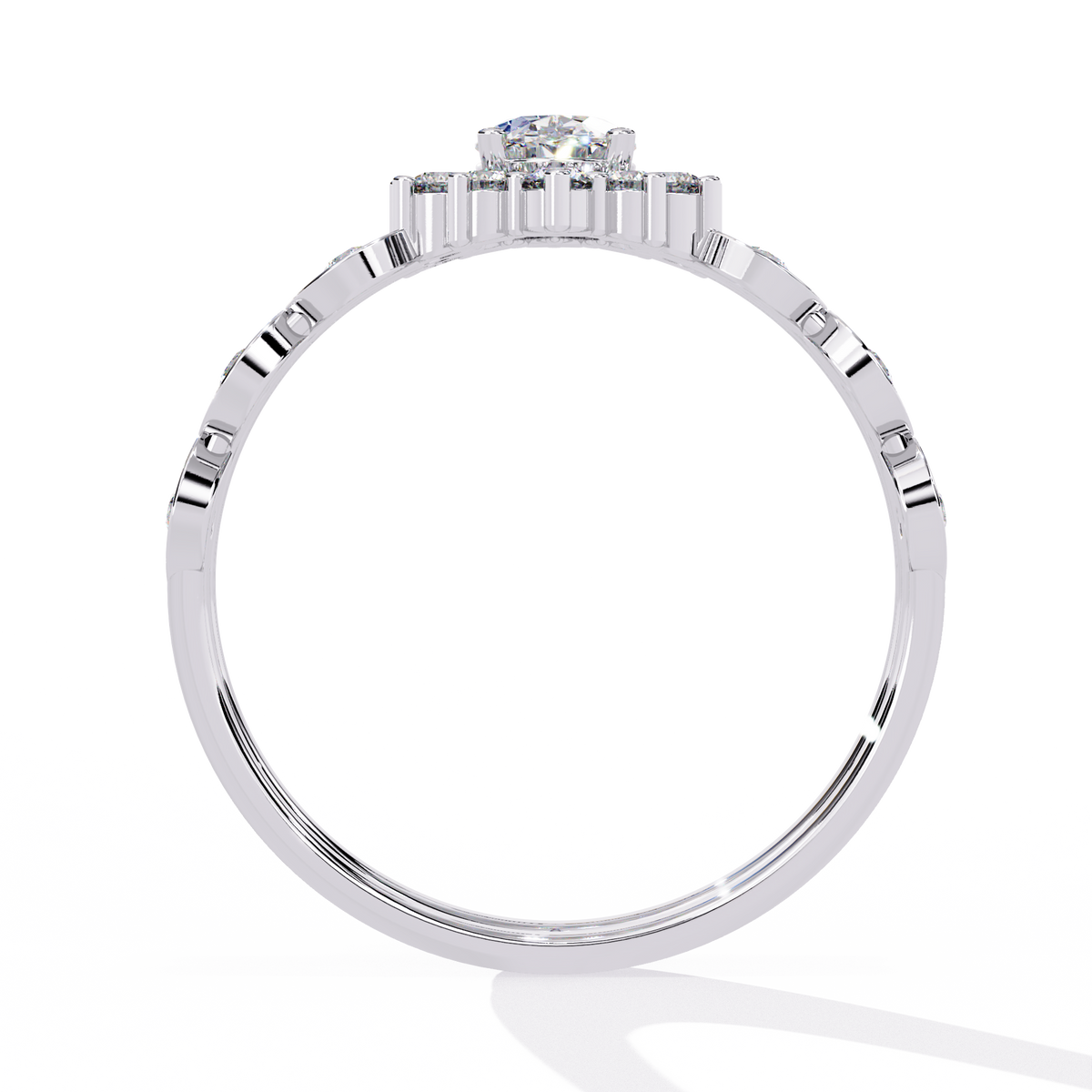 10K Yellow Gold Oval And Round Cut Diamond Halo Dainty Channel Set  Bridesmaid Ring Gift For Her - HIGHCARAT DIAMONDS