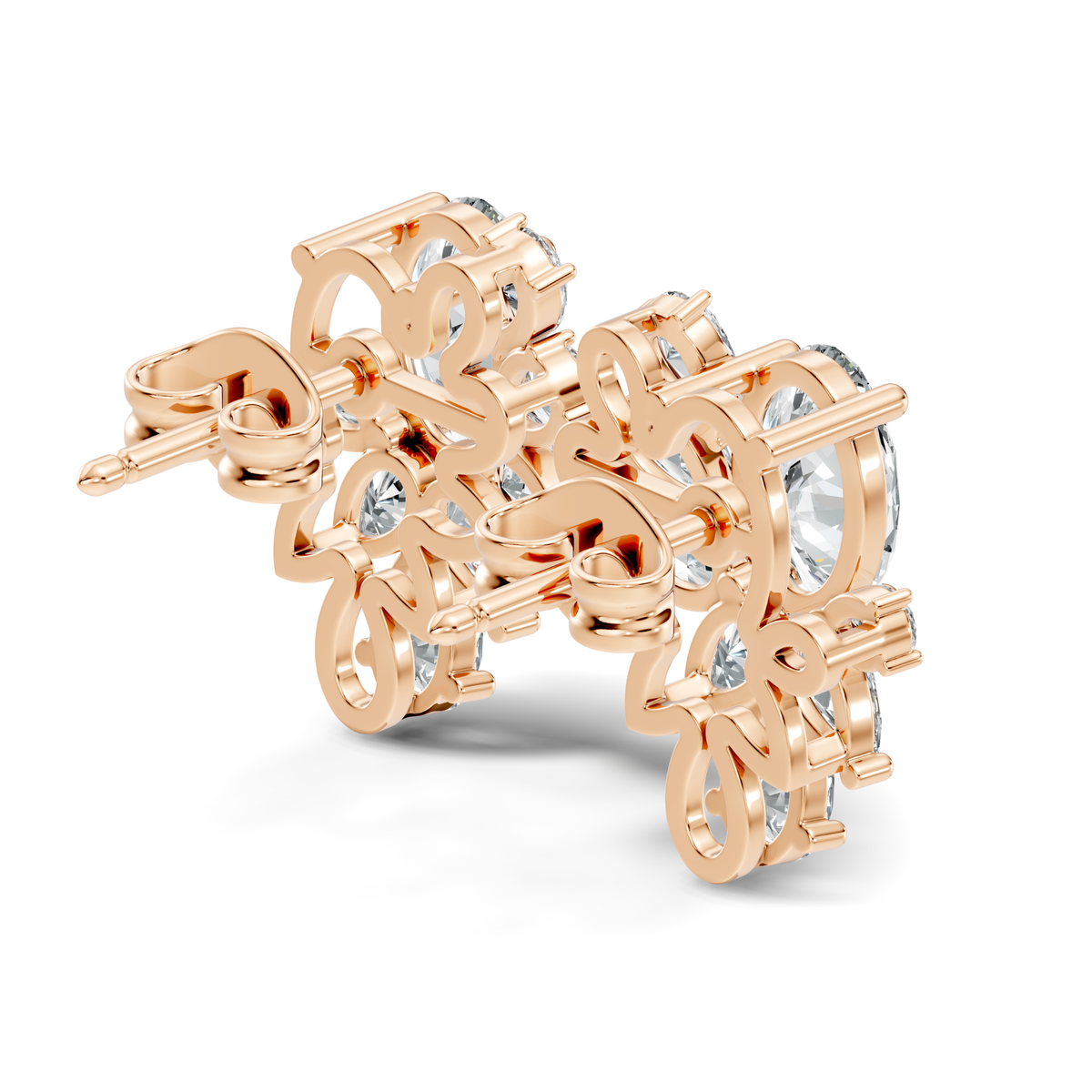 Oval and Pear Cut Lab Grown Diamond Unique Prong Stud Earring