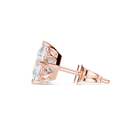 Princess Lab Grown Solitaire Prong Set Diamond Stud Earring