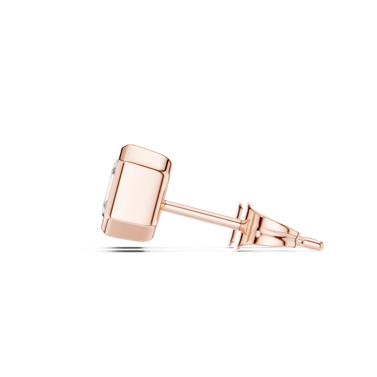 Asscher Cut Lab Grown Diamond Gold Stud Earrings