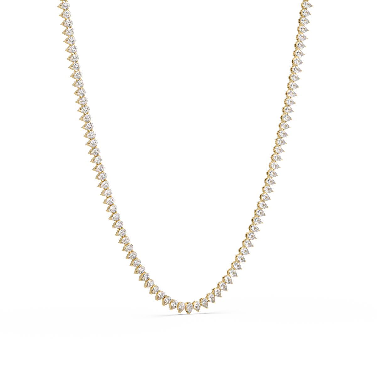 10k Solid Rose Gold Lab Grown Pear Shape Tennis Necklace - HIGHCARAT DIAMONDS