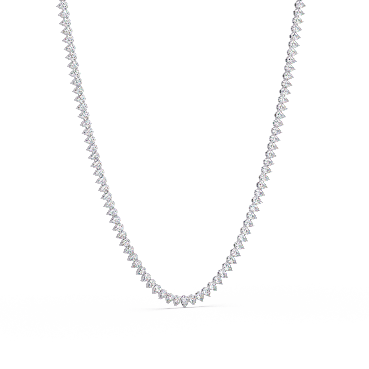 10k Solid Rose Gold Lab Grown Pear Shape Tennis Necklace - HIGHCARAT DIAMONDS