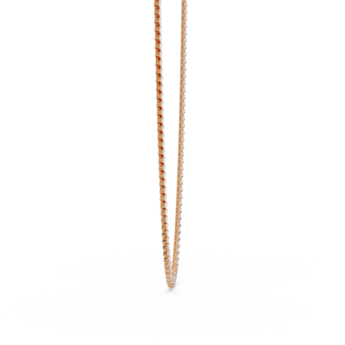 10k Solid Rose Gold Lab Grown Pear Shape Tennis Necklace - HIGHCARAT DIAMONDS