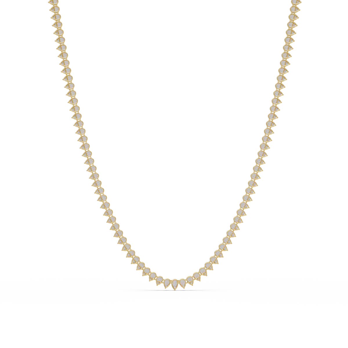10k Solid Rose Gold Lab Grown Pear Shape Tennis Necklace - HIGHCARAT DIAMONDS