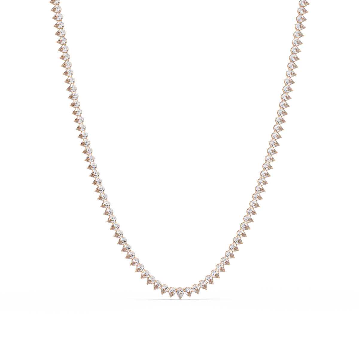 10k Solid Rose Gold Lab Grown Pear Shape Tennis Necklace - HIGHCARAT DIAMONDS