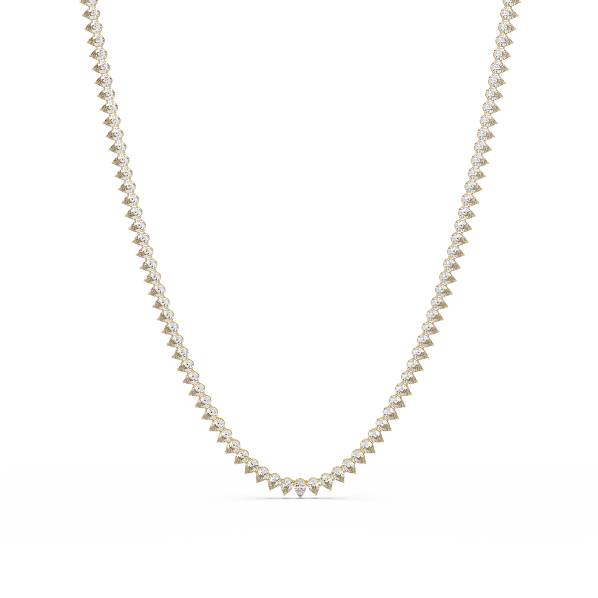 10k Solid Rose Gold Lab Grown Pear Shape Tennis Necklace - HIGHCARAT DIAMONDS